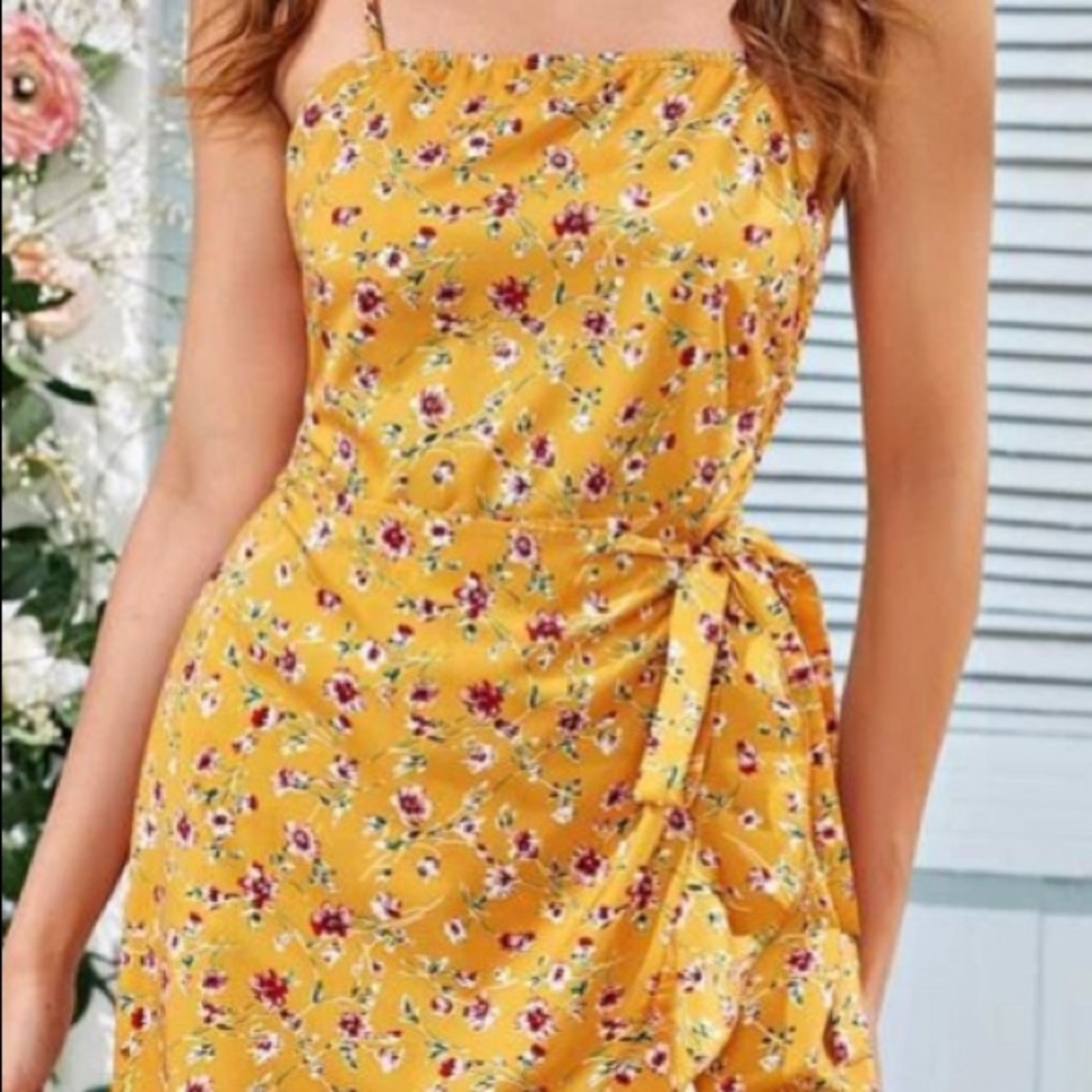 SHEIN Yellow Floral Dress